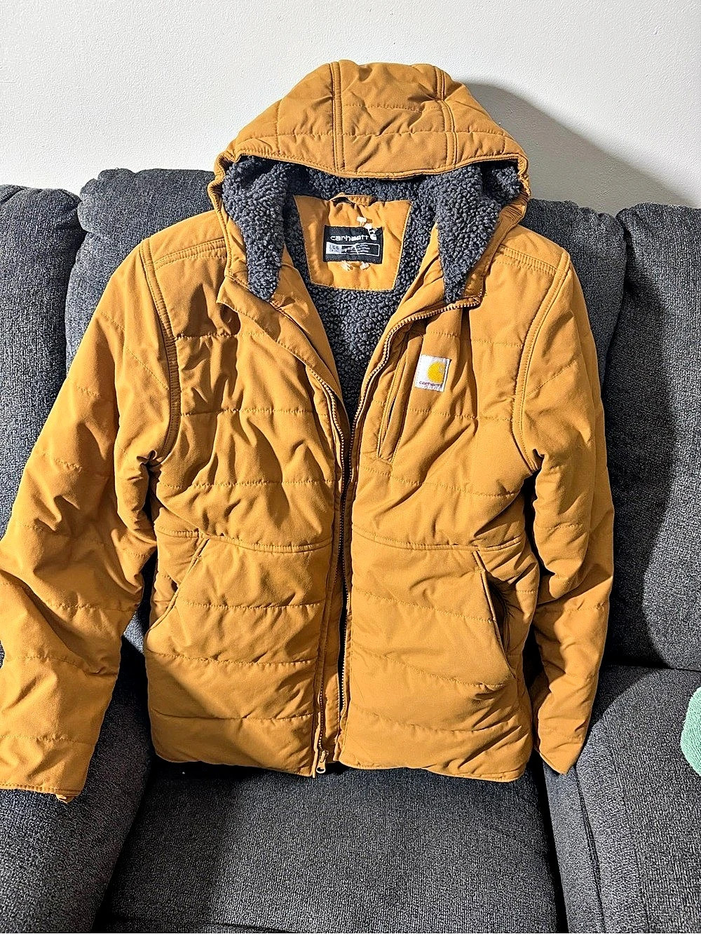 Carhartt Midweight Sandstone Active Jacket Boys Large Orange Jacket Like New